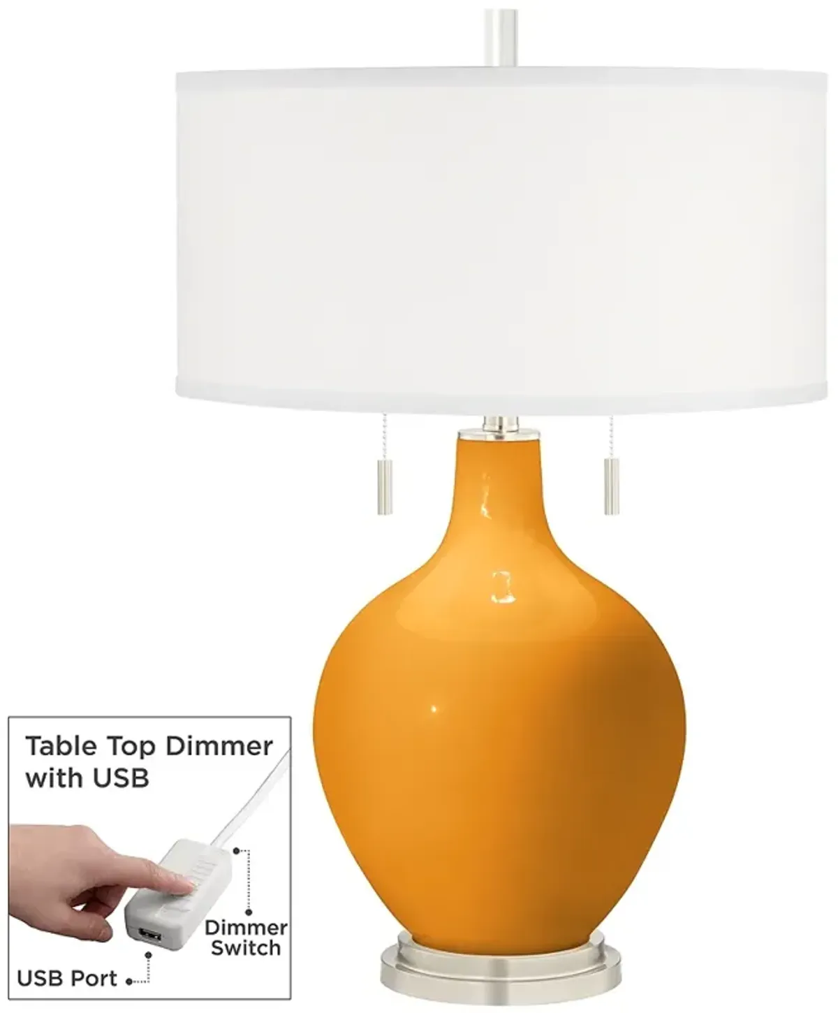 Color Plus Toby 28" Carnival Orange Table Lamp with USB Dimmer