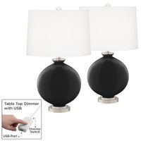 Tricorn Black Carrie Table Lamp Set of 2 with Dimmers
