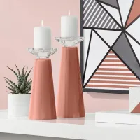Meghan Rojo Dust Glass Pillar Candle Holder Set of 2