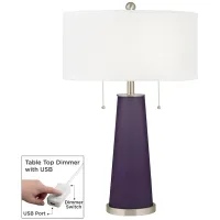 Quixotic Plum Peggy Glass Table Lamp With Dimmer
