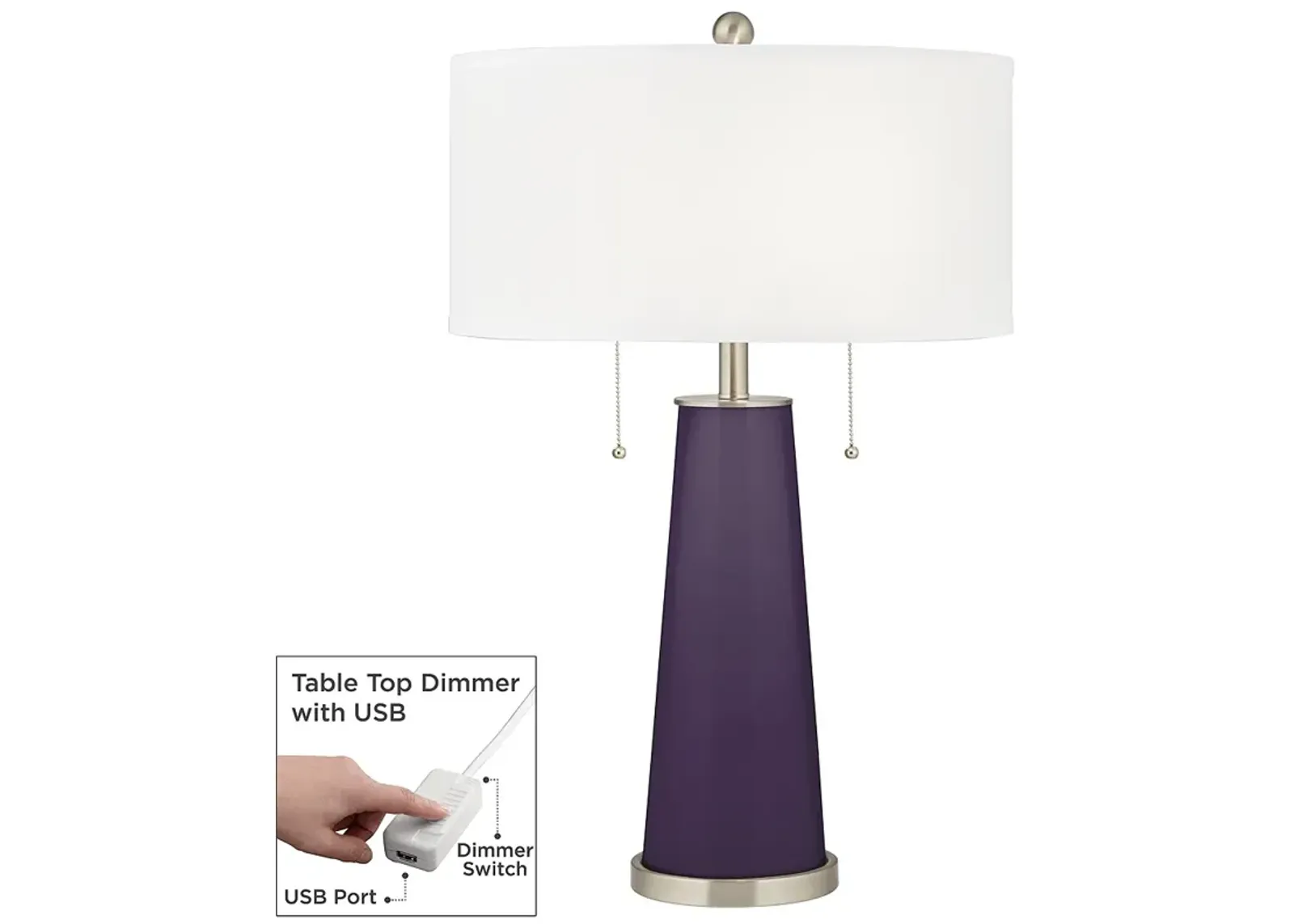 Quixotic Plum Peggy Glass Table Lamp With Dimmer