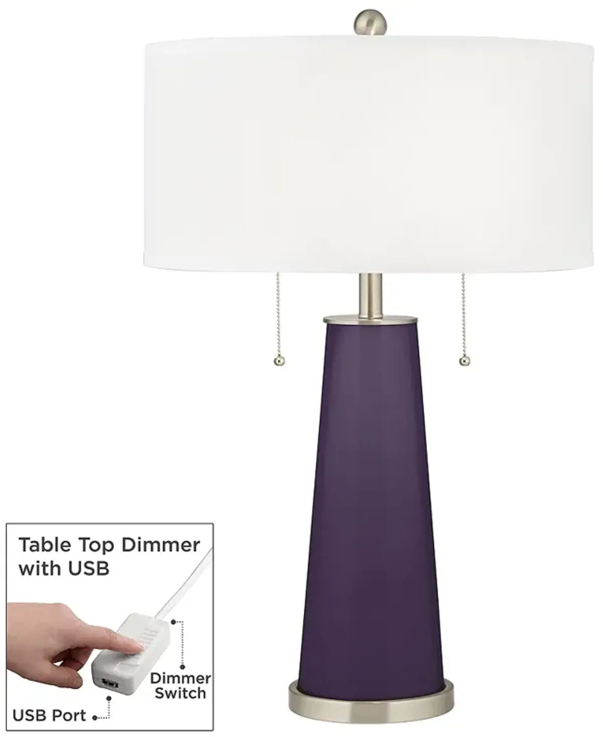 Quixotic Plum Peggy Glass Table Lamp With Dimmer