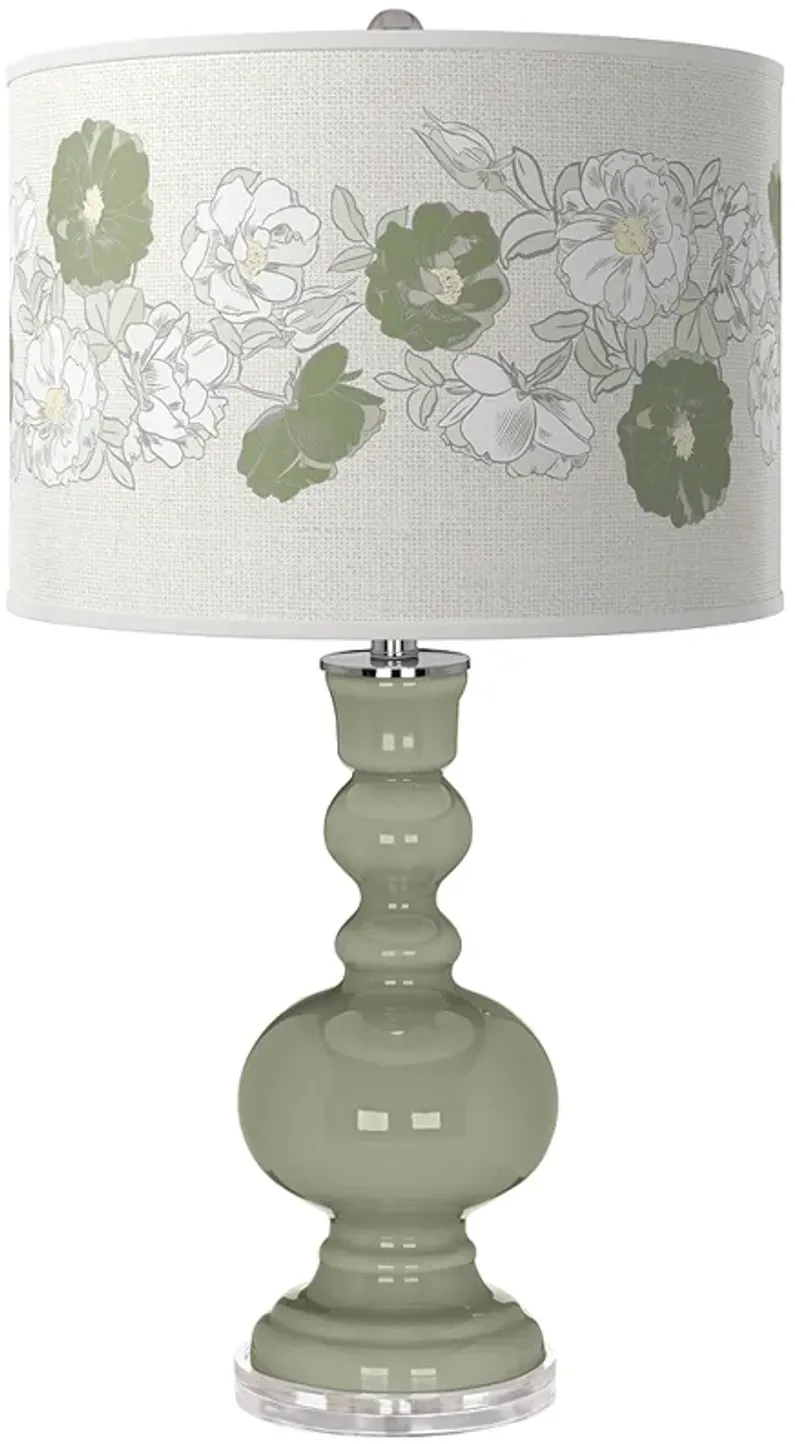 Evergreen Fog Rose Bouquet Apothecary Table Lamp