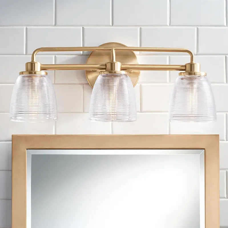 Possini Euro Robyn 21 1/2" Wide 3-Light Glass and Gold Bath Fixture