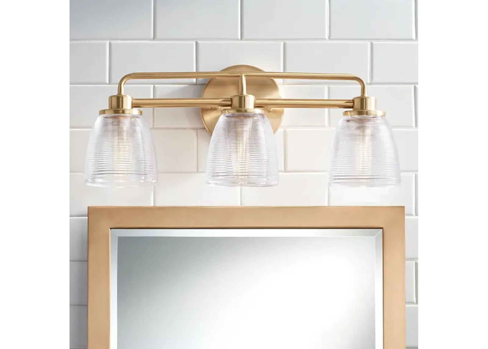 Possini Euro Robyn 21 1/2" Wide 3-Light Glass and Gold Bath Fixture