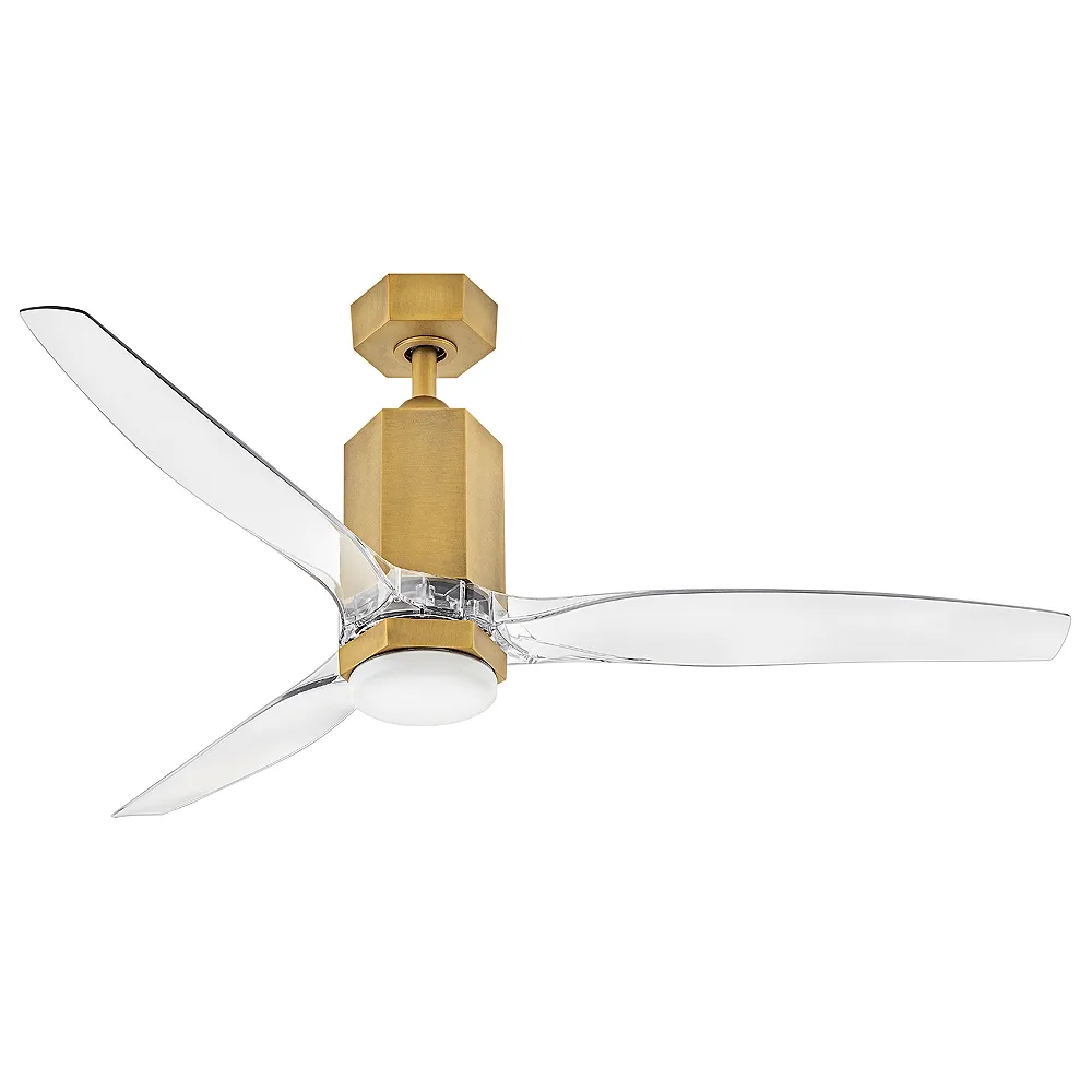 52" Hinkley Facet Heritage Brass LED Smart Outdoor Ceiling Fan