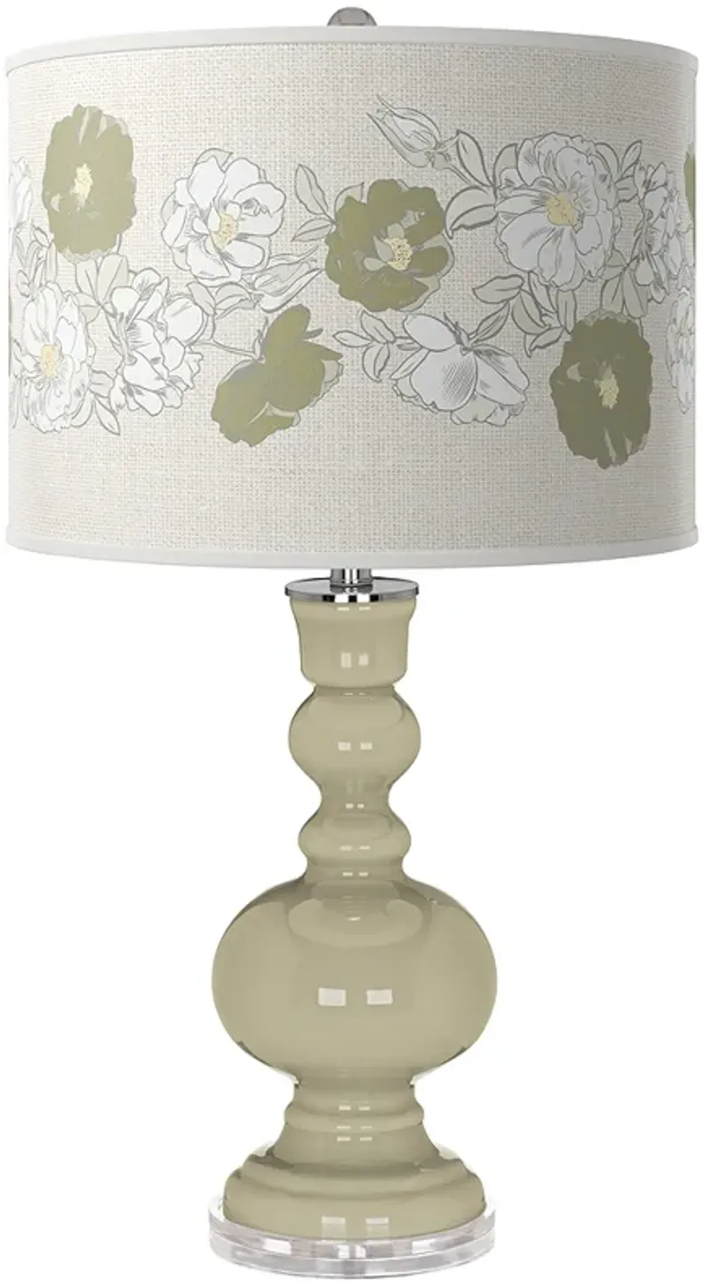 Sage Rose Bouquet Apothecary Table Lamp