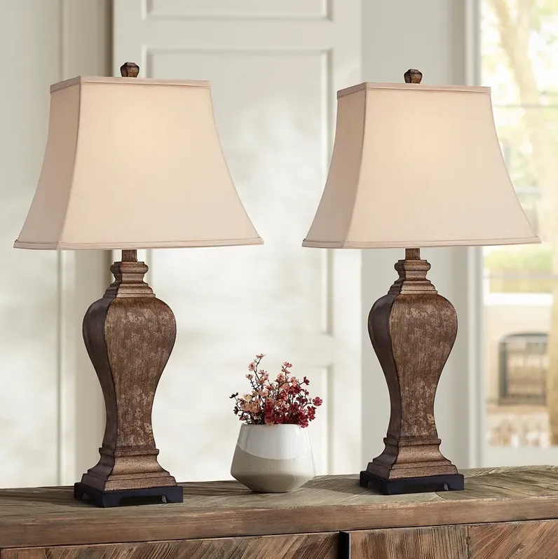 Regency Hill Edgar 29" High Traditional Bronze Table Lamps Set of 2