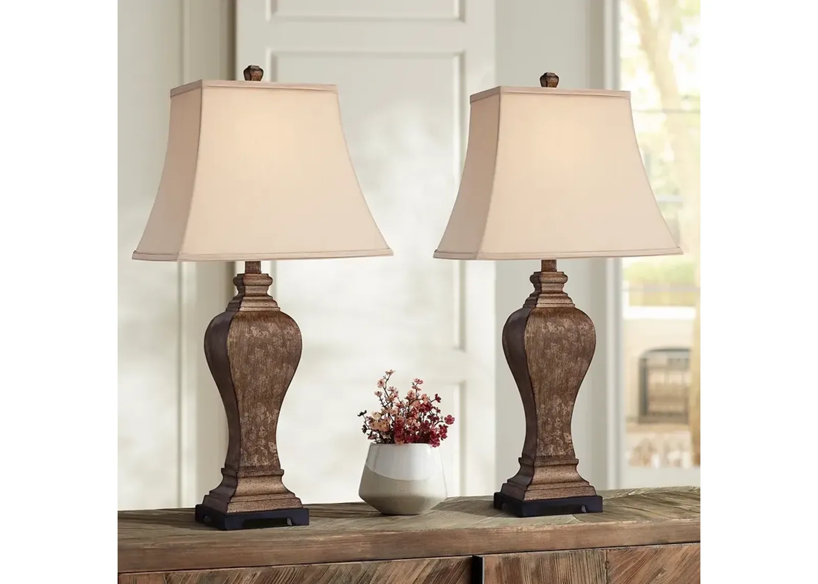 Regency Hill Edgar 29" High Traditional Bronze Table Lamps Set of 2