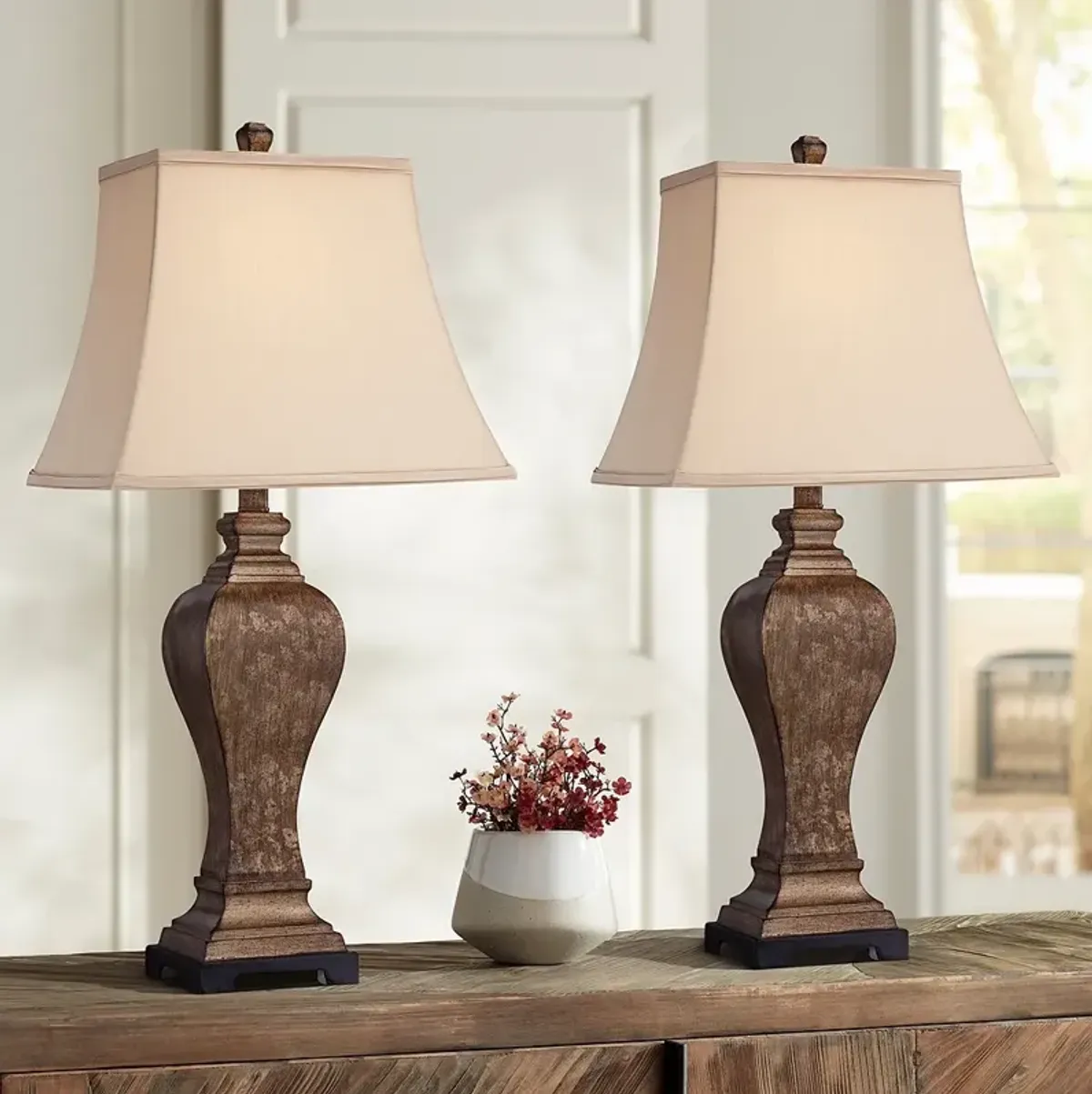 Regency Hill Edgar 29" High Traditional Bronze Table Lamps Set of 2