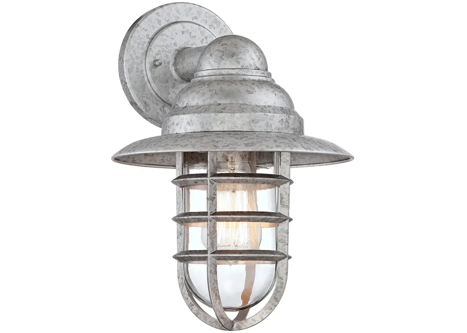 Marlowe 13" High Galvanized Hooded Cage Wall Sconce