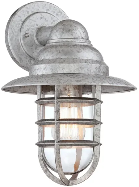 Marlowe 13" High Galvanized Hooded Cage Wall Sconce