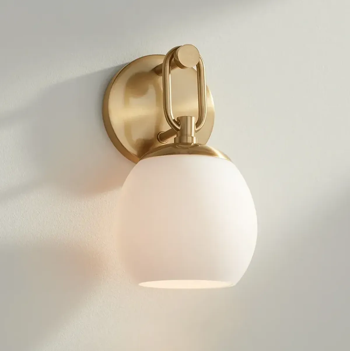 Possini Euro Opal 10 1/2" High Warm Brass Wall Sconce