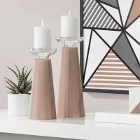 Meghan Redend Point Glass Pillar Candle Holder Set of 2