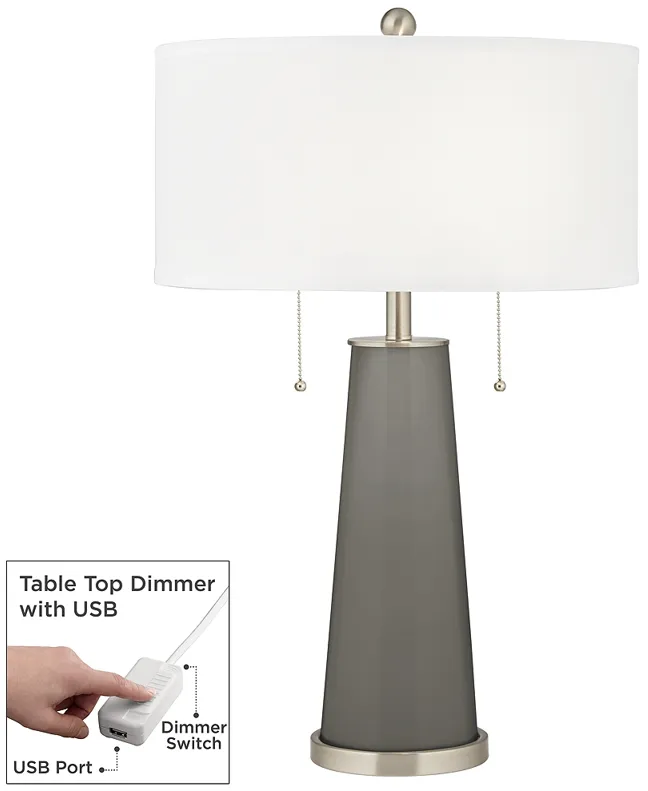 Guantlet Gray Peggy Glass Table Lamp With Dimmer