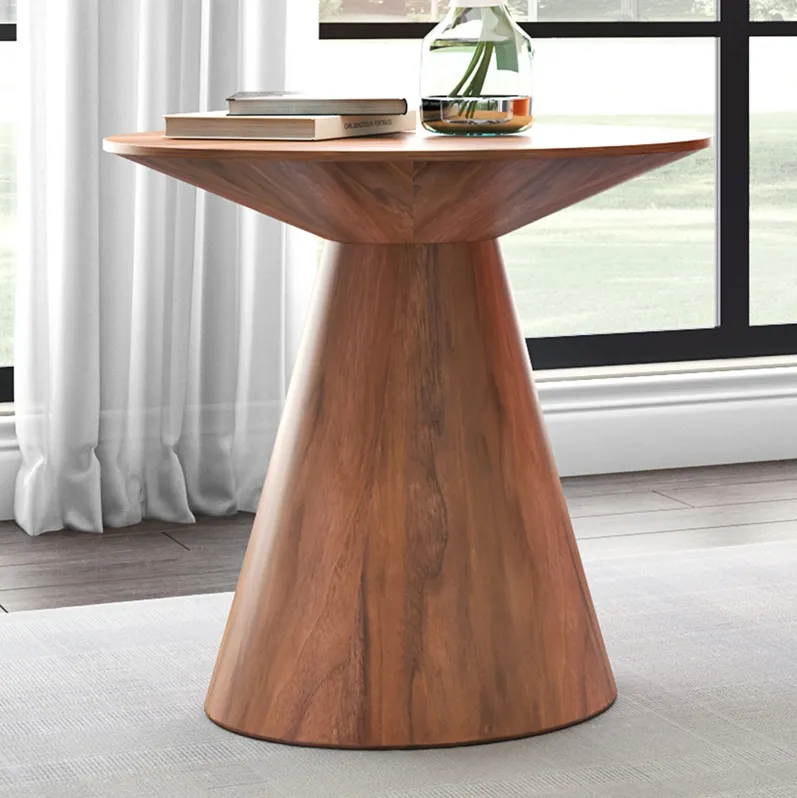 Wesley 23 1/2" Wide Walnut Veneered Wood Round Side Table