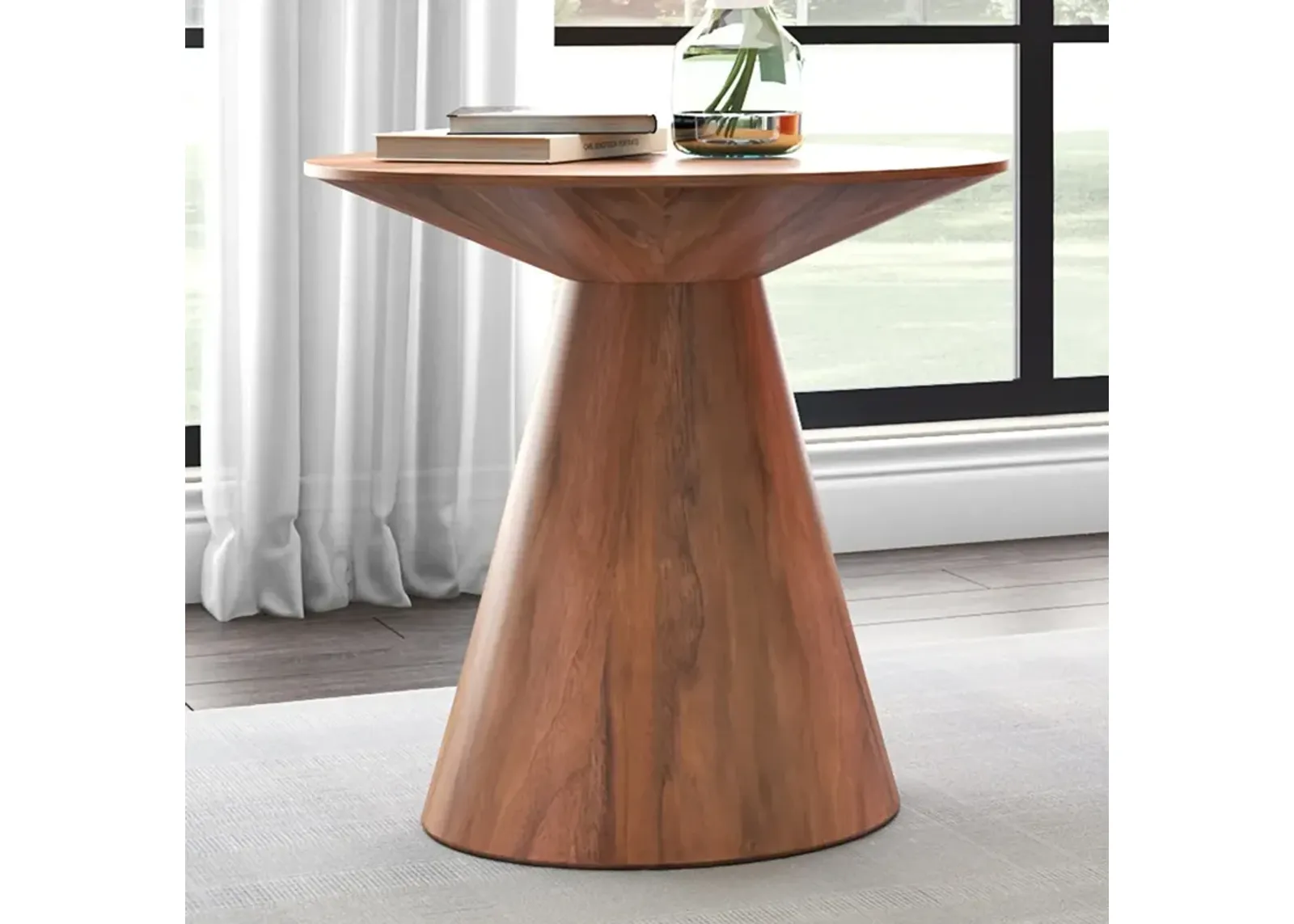 Wesley 23 1/2" Wide Walnut Veneered Wood Round Side Table