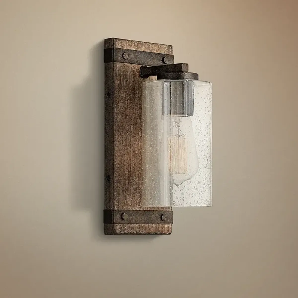 Hinkley Sawyer 11" High Sequoia Wood Finish Rustic Wall Sconce