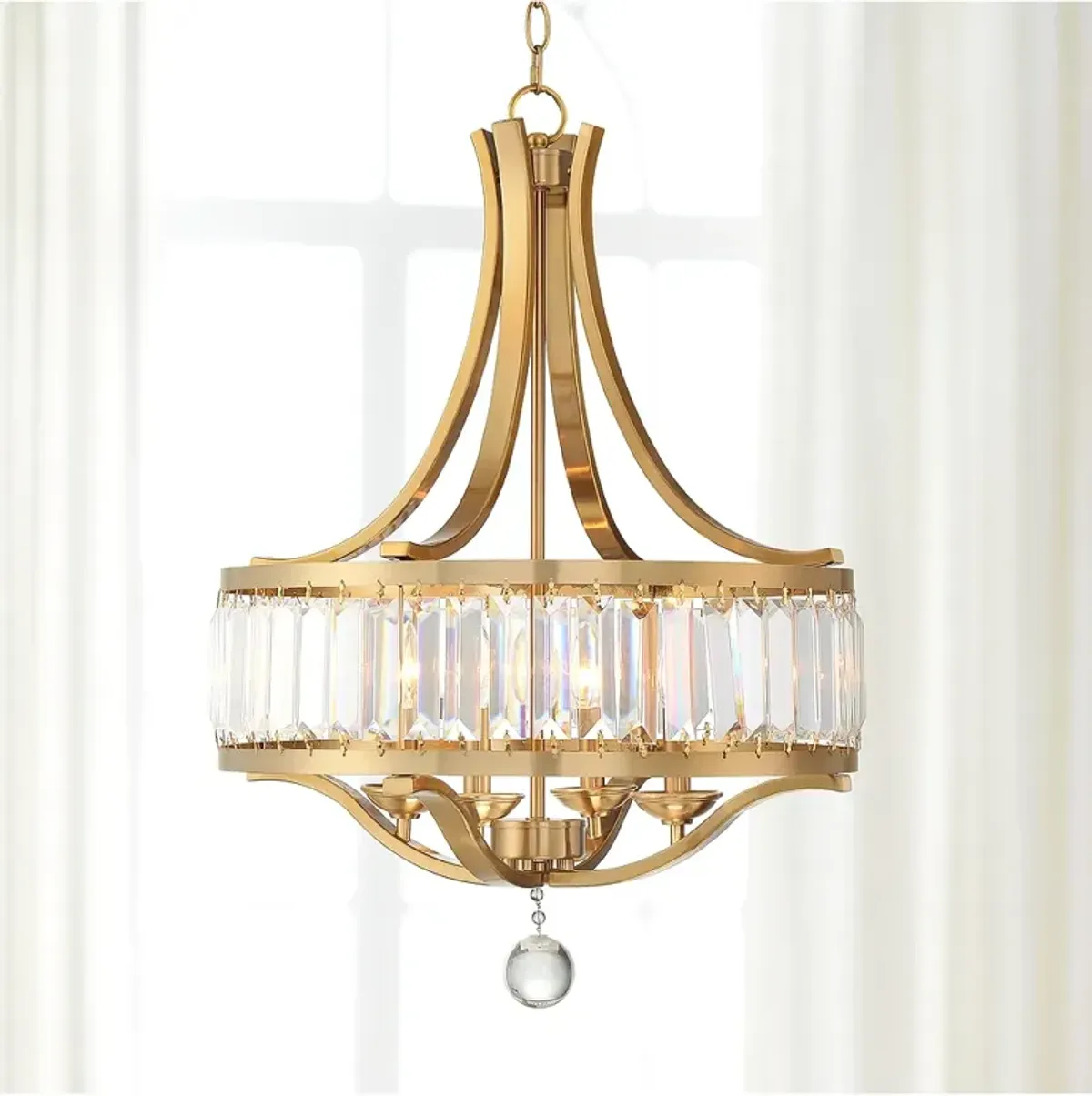 Possini Euro Prava 21 1/2" Classic Brass 4-Light Crystal Chandelier