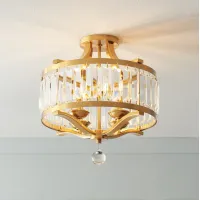 Possini Euro Design Prava 16 1/2" Brass and Crystal Ceiling Light