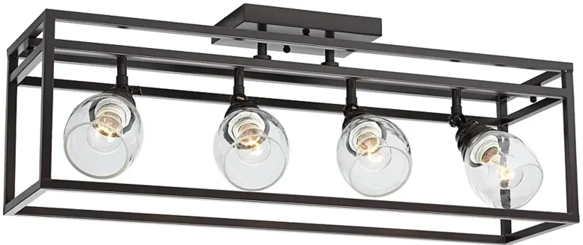 Pro Track Brennan 29 1/2" Wide 4-Light Bronze Cage LED Track Fixture