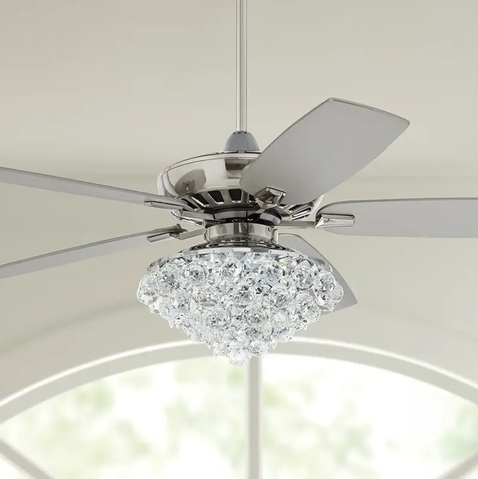 52" Casa Vieja Journey Nickel and Crystal LED Ceiling Fan with Remote