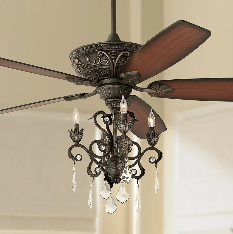 60” Casa Montego Traditional Fandelier Ceiling Fan with Pull Chain