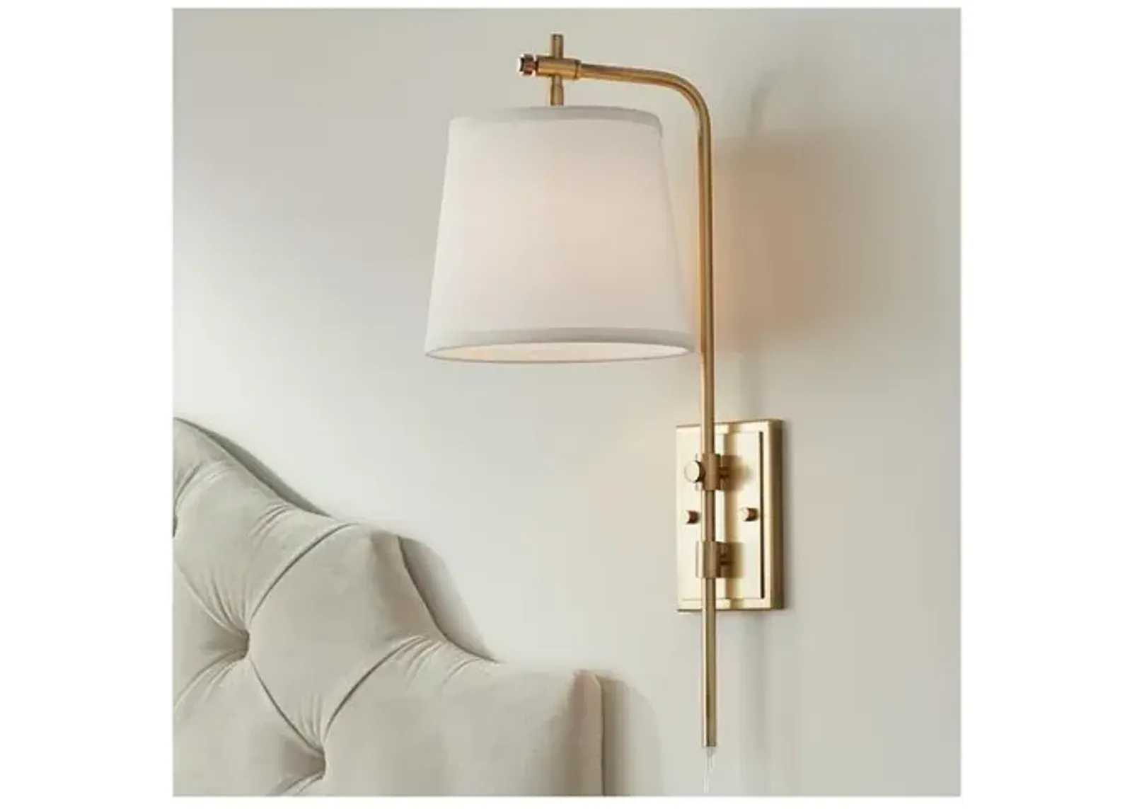 Barnes and Ivy Seline Warm Gold Adjustable Plug-In Wall Lamp with Dimmer