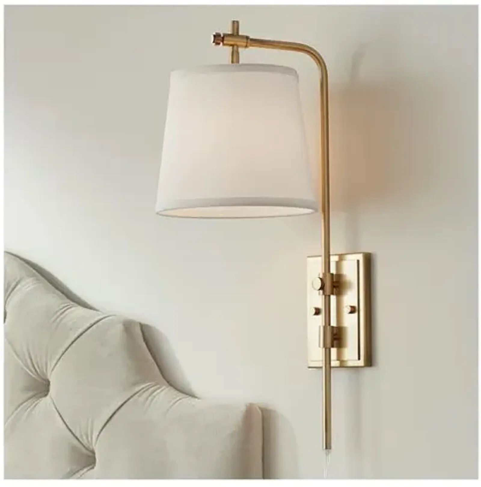 Barnes and Ivy Seline Warm Gold Adjustable Plug-In Wall Lamp with Dimmer