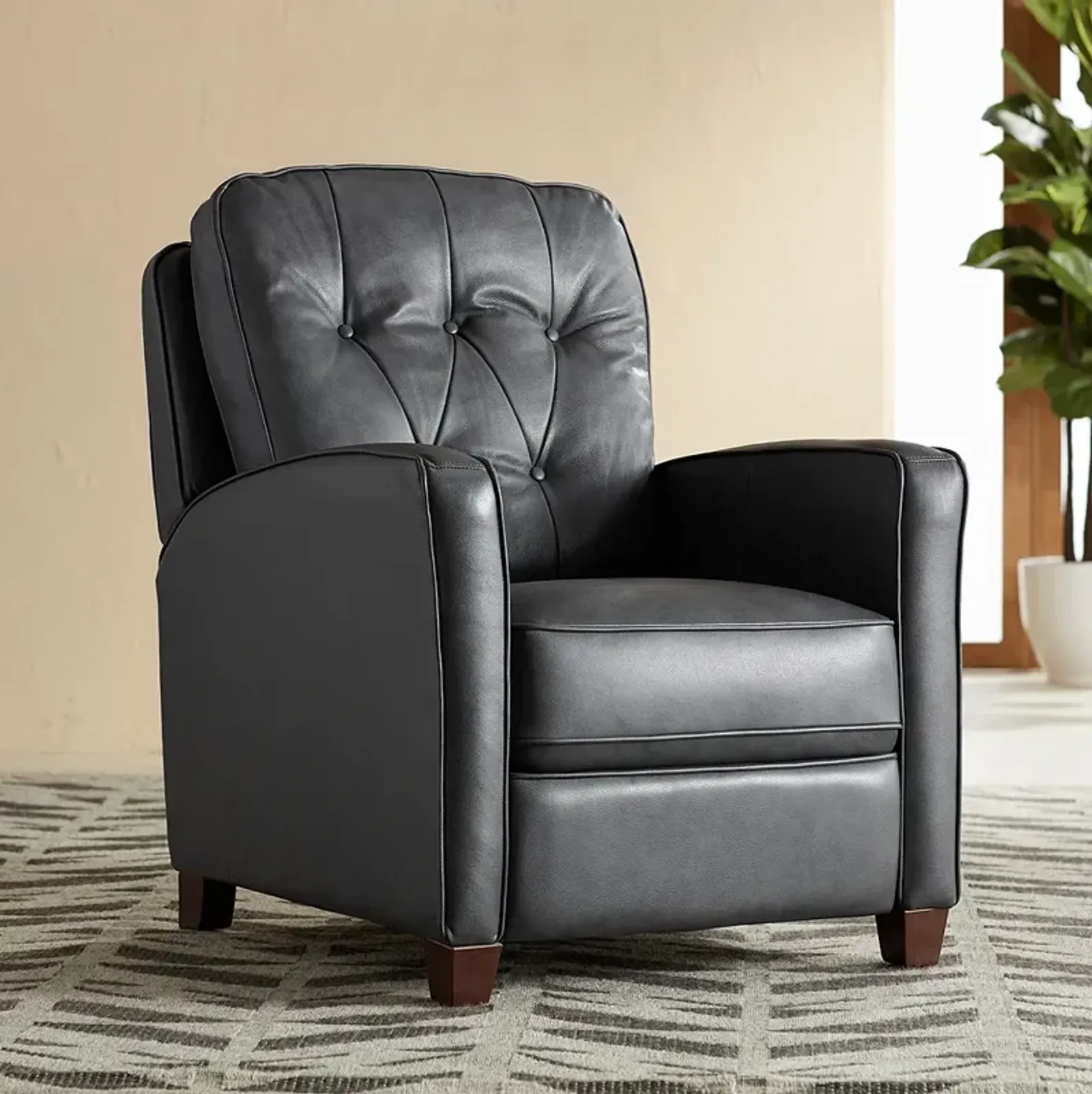 Livorno Gray Leather 3-Way Recliner Chair