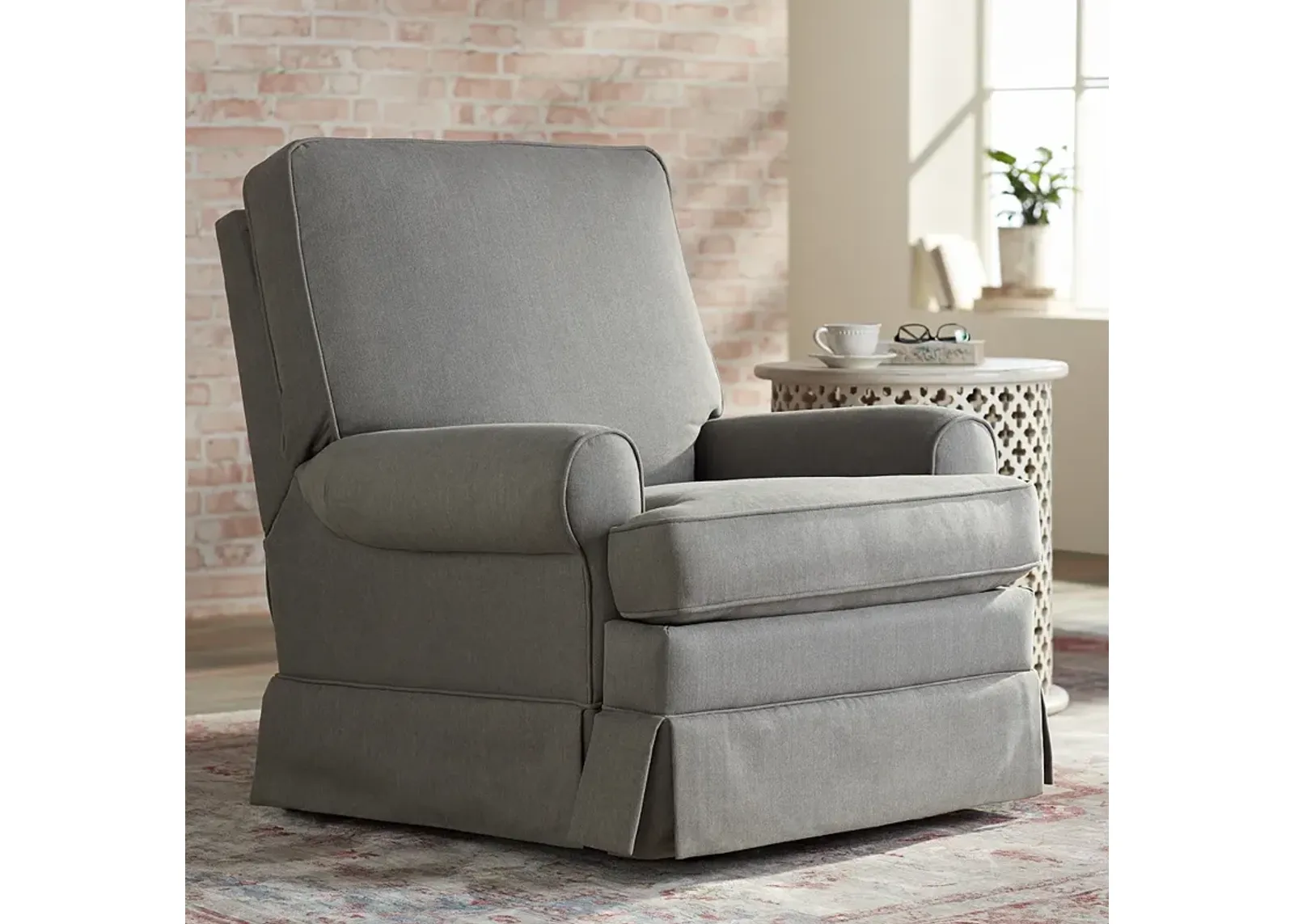 Peyton Slate Gray Glider Recliner Chair with USB Port