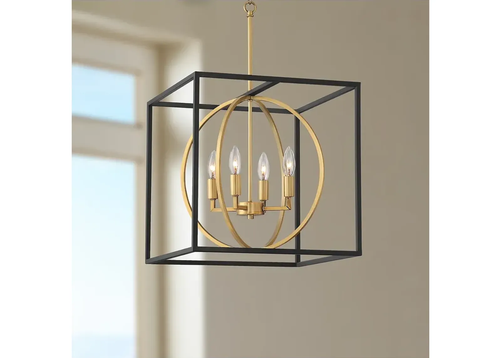 Possini Euro Sydney 16 1/2" Black and Gold Modern Foyer Pendant Light