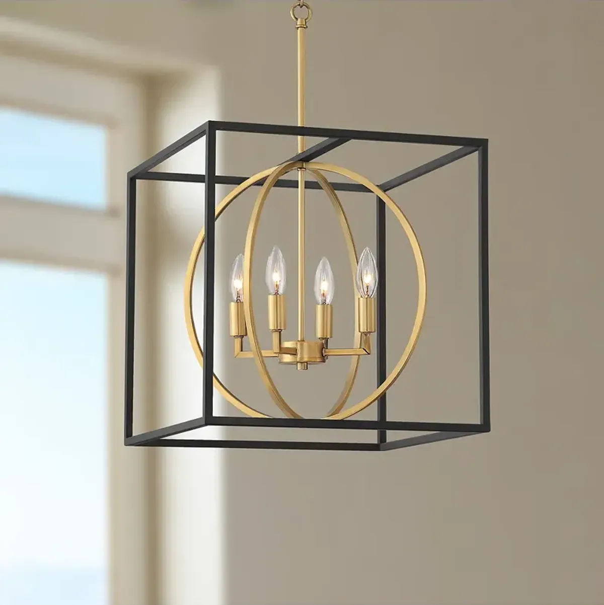 Possini Euro Sydney 16 1/2" Black and Gold Modern Foyer Pendant Light