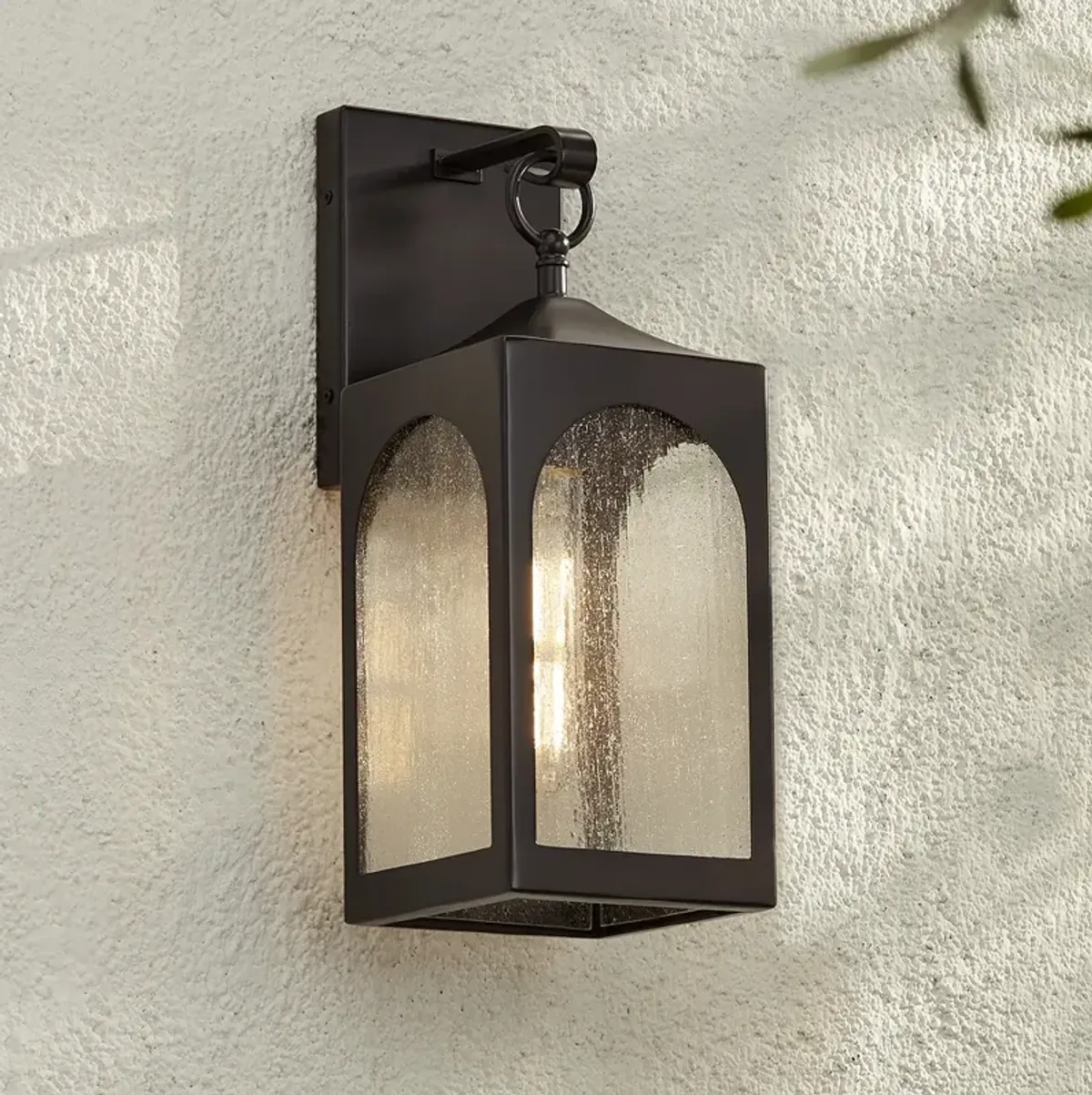 Possini Euro Tyne 16 1/2" High Bronze Lantern Outdoor Wall Light