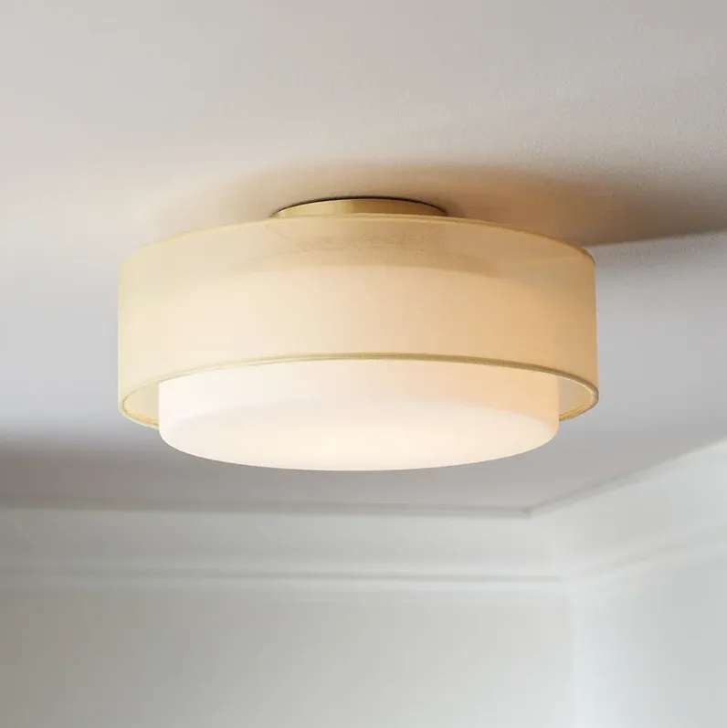 Possini Euro Gold Dual Shade 12 1/2" Wide Modern Drum Ceiling Light