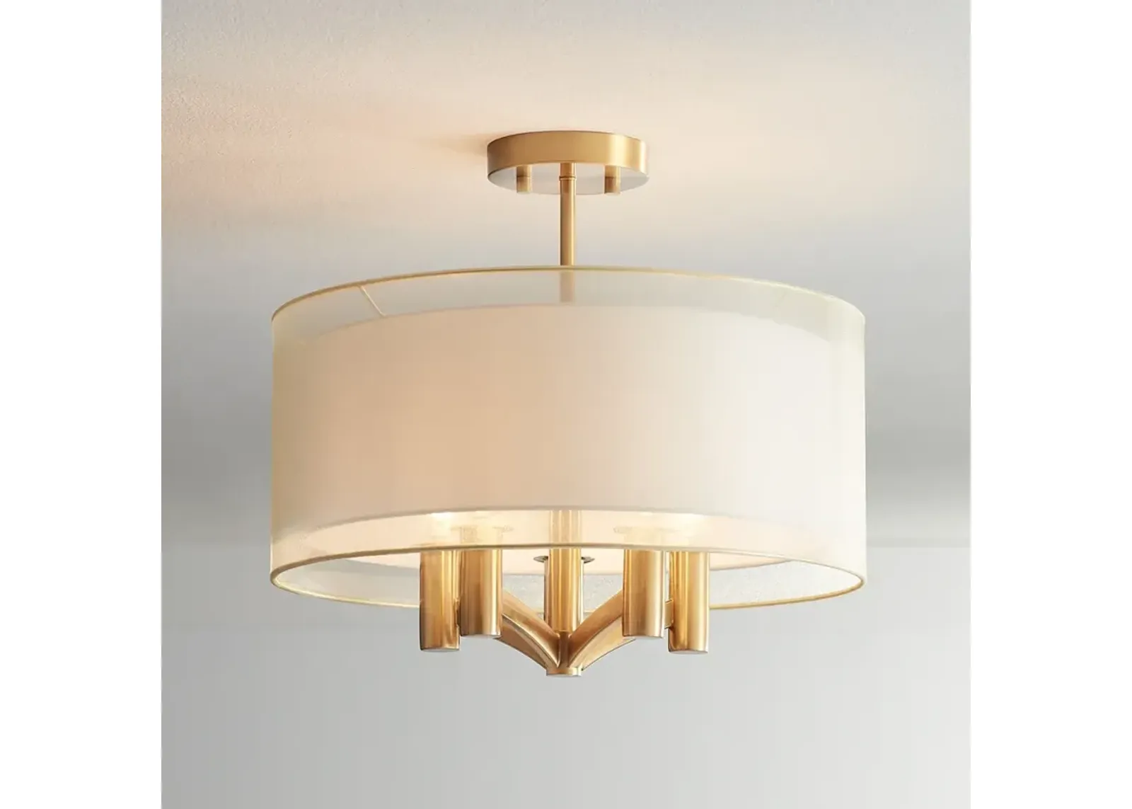 Possini Euro Caliari 18" Wide Warm Brass 5-Light Ceiling Light