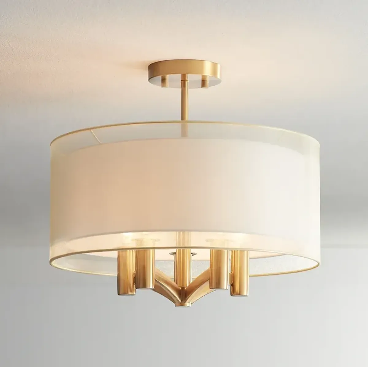 Possini Euro Caliari 18" Wide Warm Brass 5-Light Ceiling Light