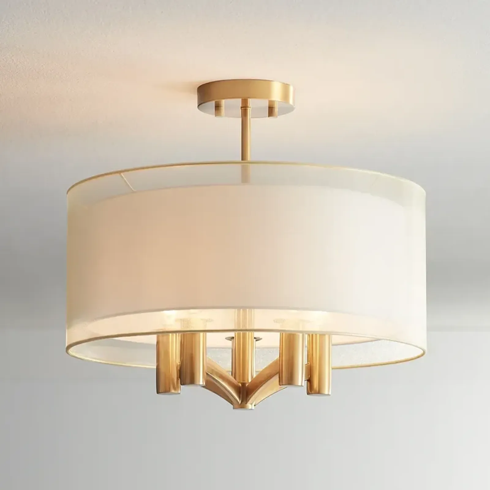 Possini Euro Caliari 18" Wide Warm Brass 5-Light Ceiling Light