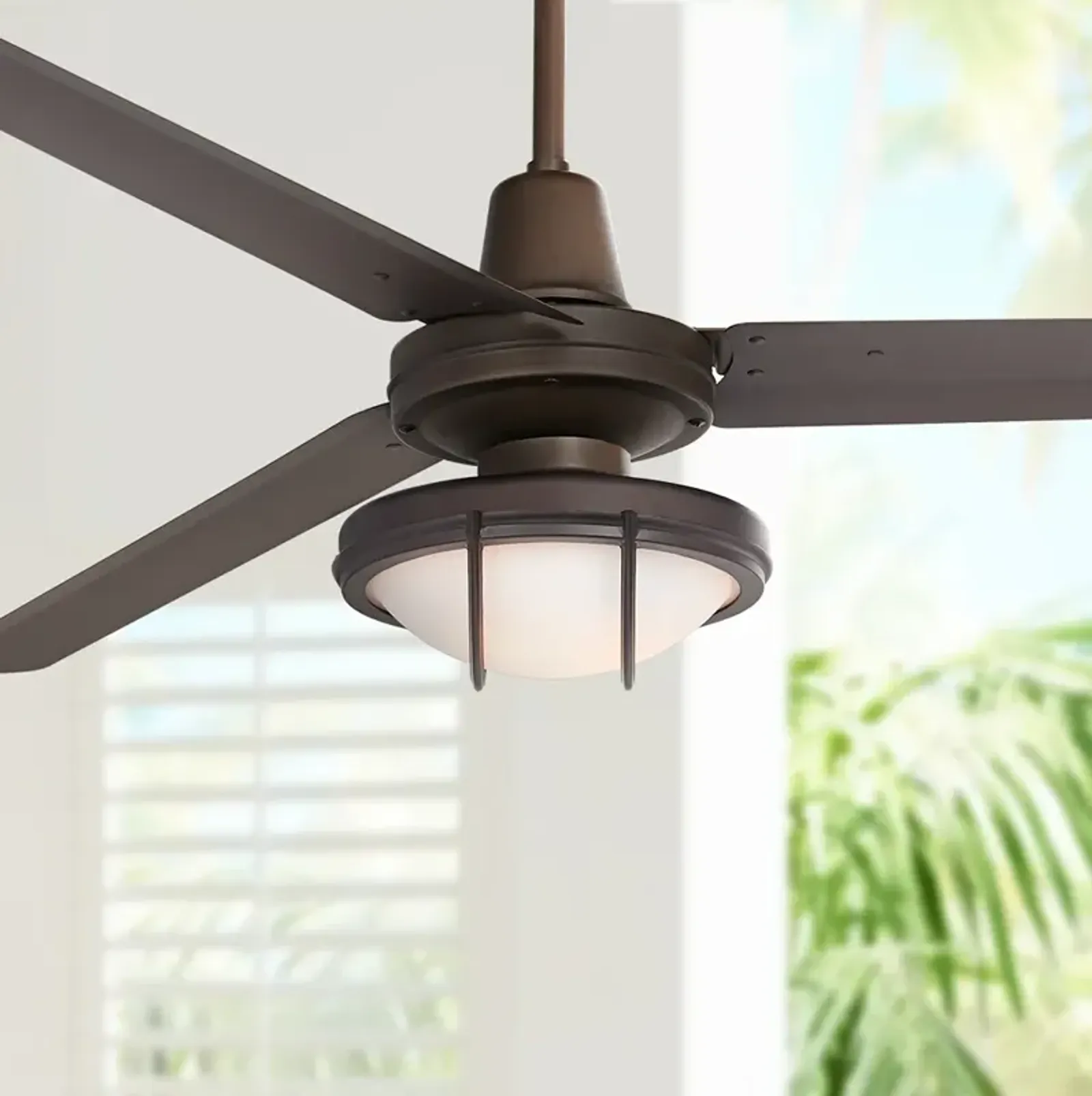 60" Casa Vieja Turbina DC Bronze Damp LED Ceiling Fan with Remote