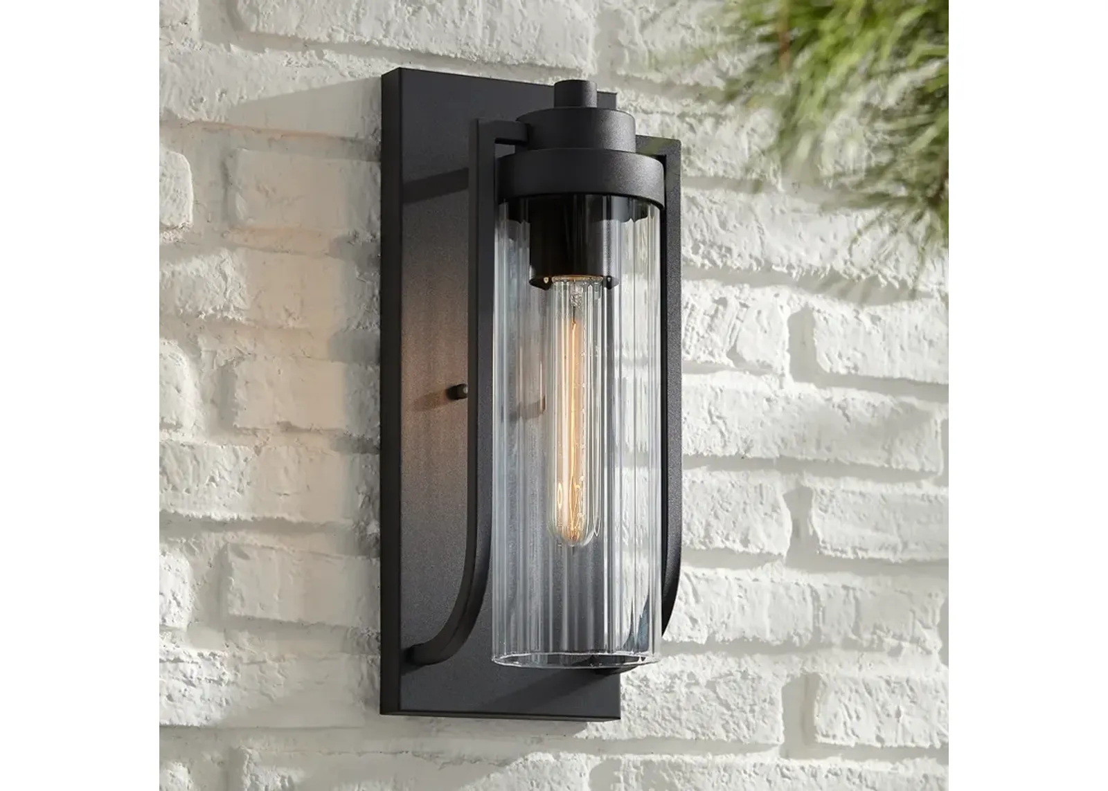 Possini Euro Bogata 15 1/2" High Ribbed Glass Outdoor Wall Light