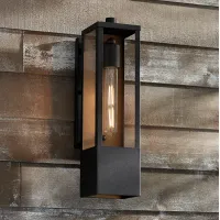 Possini Euro Berk 16" High Black and Gold Box Outdoor Wall Light