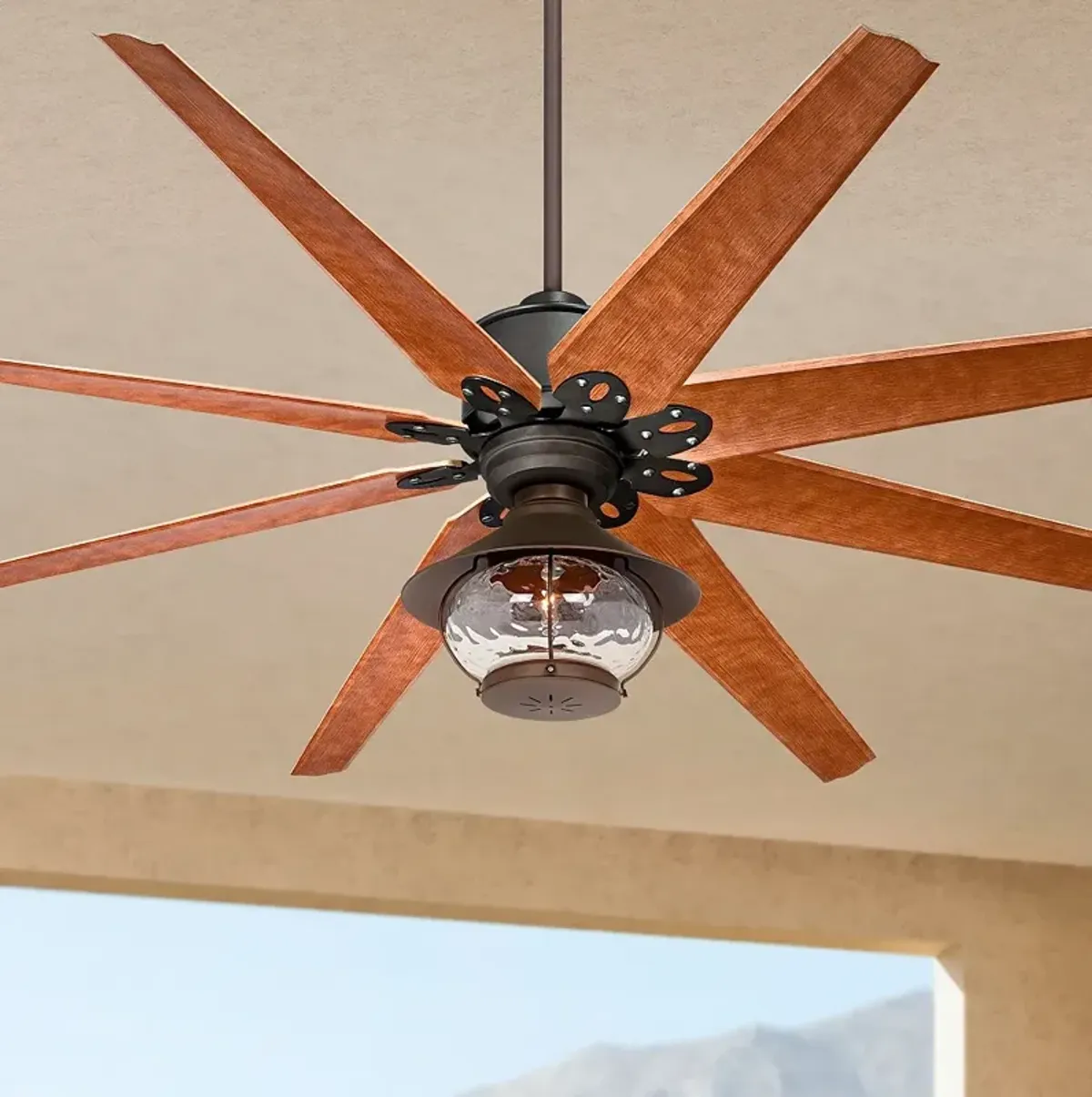 72" Casa Vieja Predator Rustic Lantern Damp Ceiling Fan with Remote