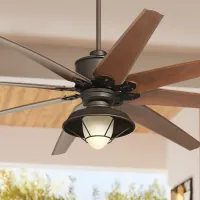 72" Predator Bronze Rustic LED Large Damp Ceiling Fan with Remote