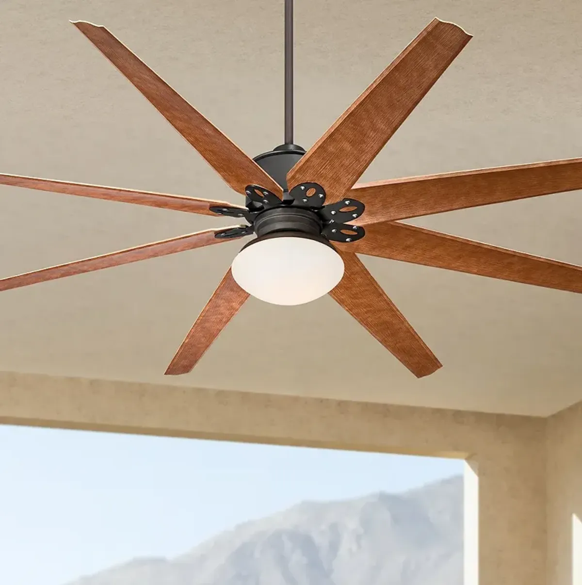 72" Casa Vieja Predator Bronze and Opal Damp Ceiling Fan with Remote