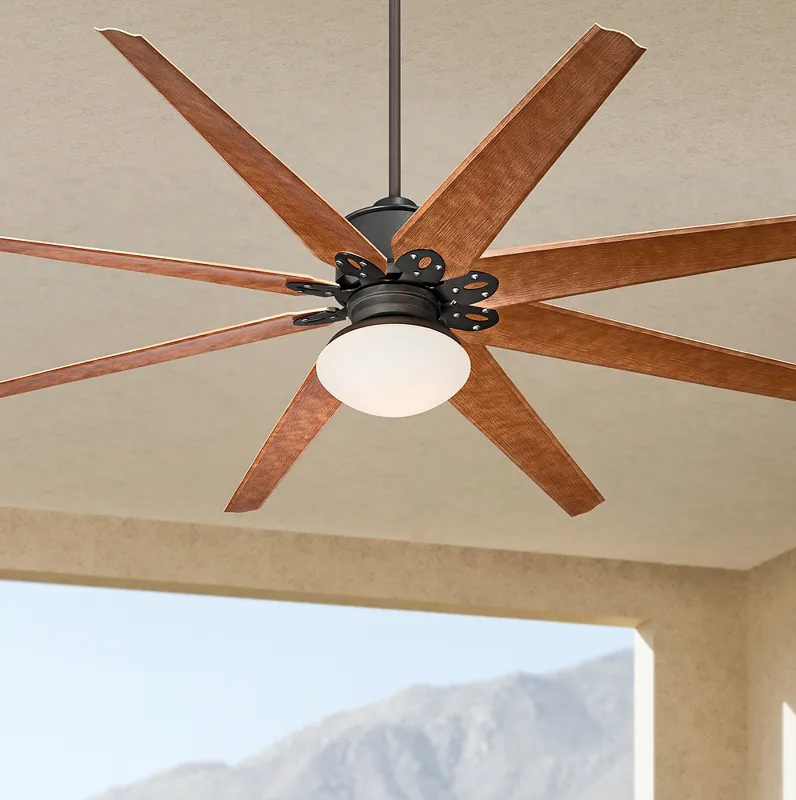 72" Predator Bronze Opal Damp Rated Large Ceiling Fan with Remote