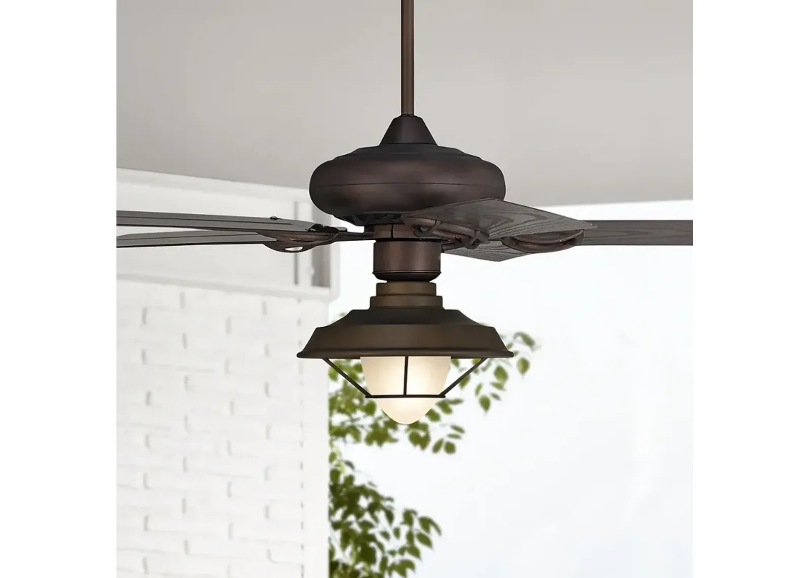 52" Casa Vieja Orb Rustic Bronze LED Ceiling Fan with Pull Chain