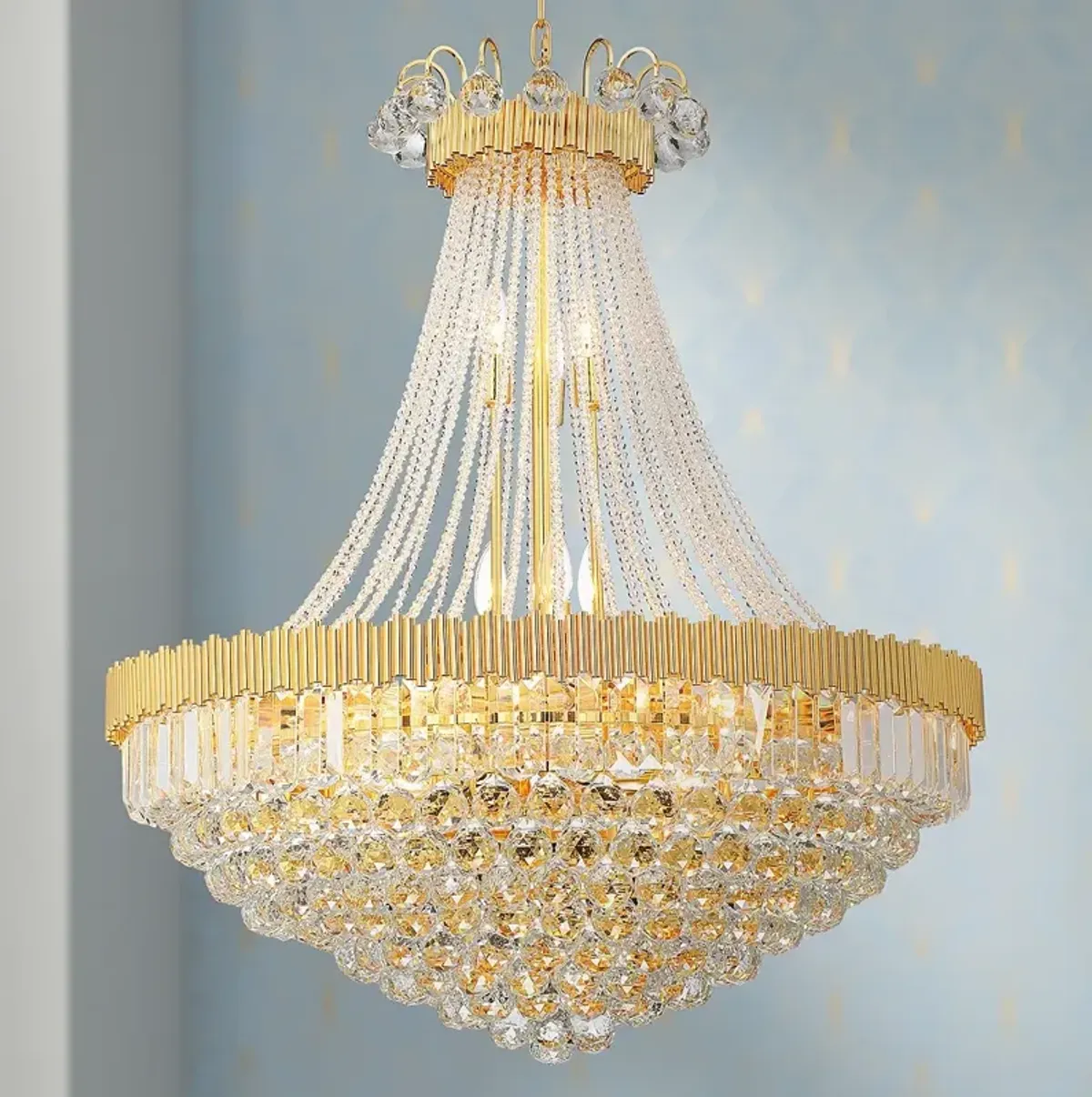 Vienna Full Spectrum Valentina 31.25" Gold Crystal 24-Light Chandelier