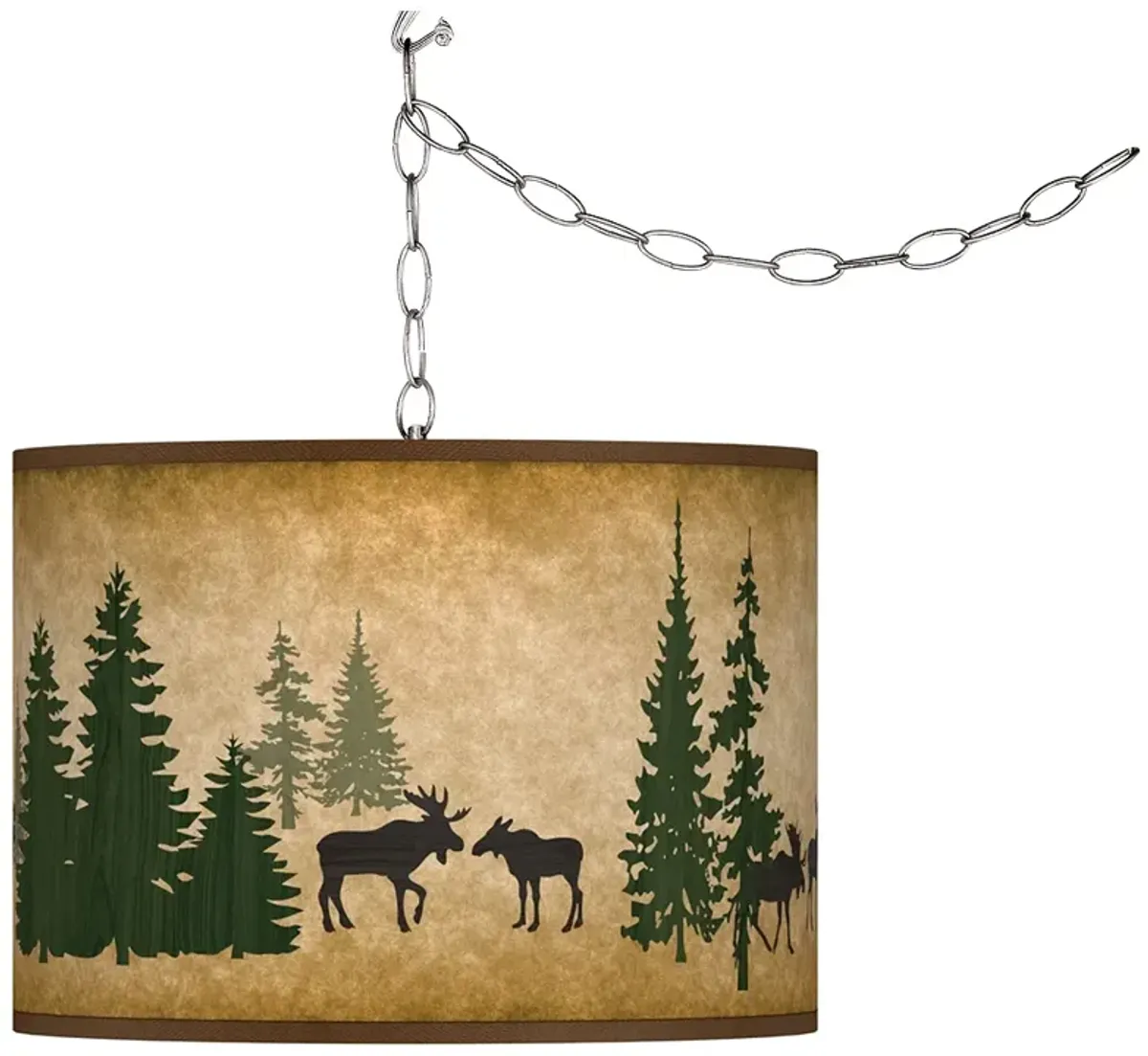 Moose Lodge Giclee Glow Plug-In Swag Pendant