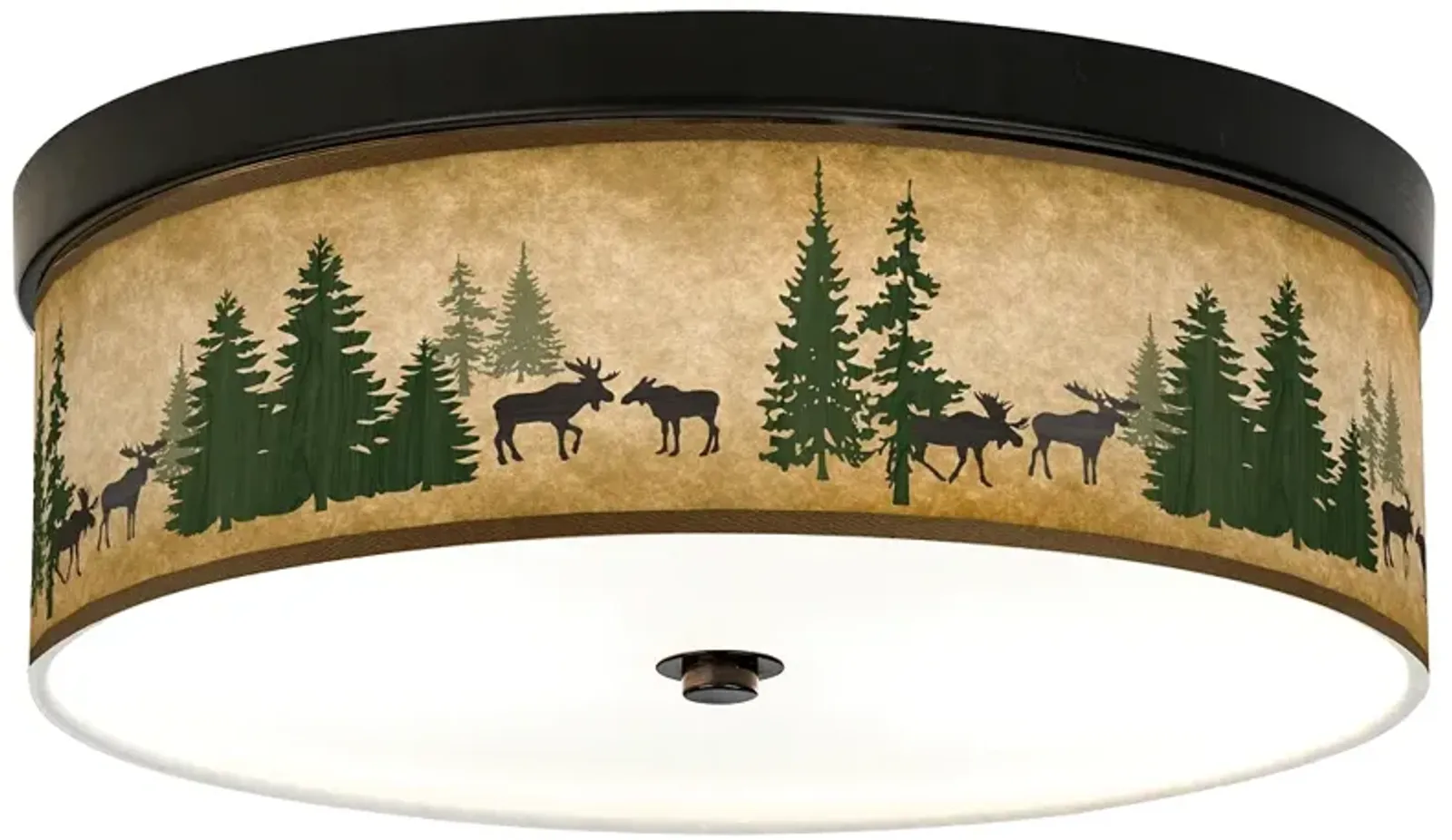 Giclee Gallery Moose Lodge Shade 14" Wide Bronze LED Ceiling Light