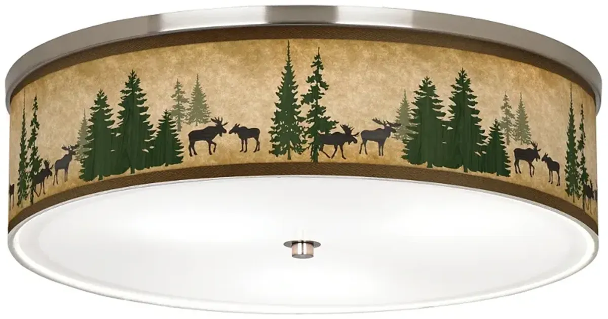 Moose Lodge Giclee Nickel 20 1/4" Wide Ceiling Light